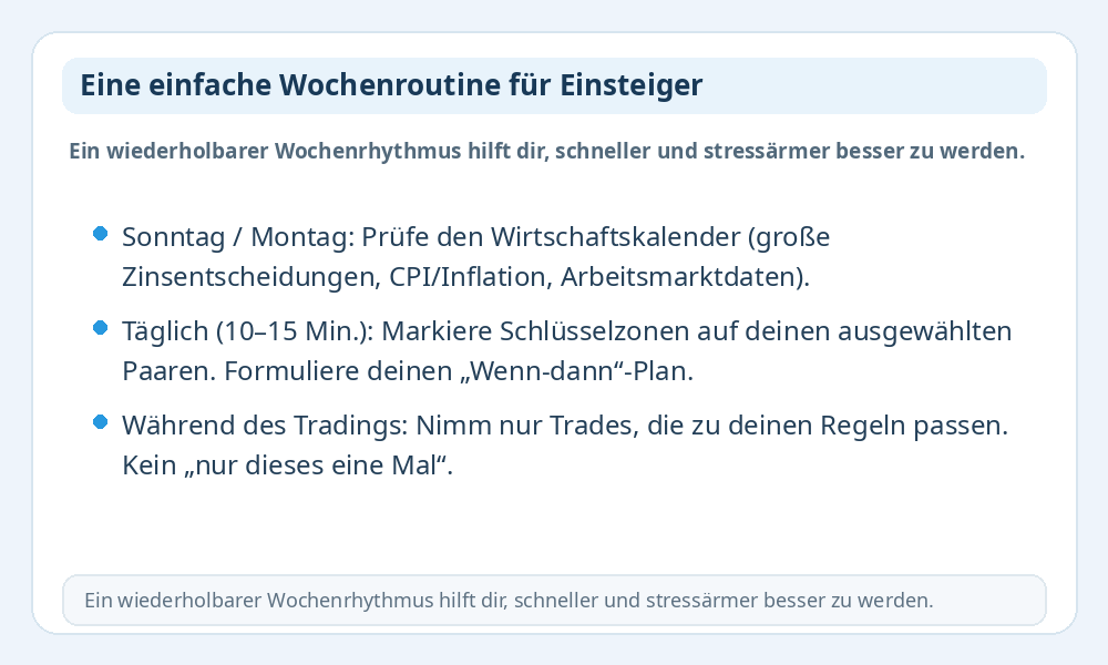 Infografik zur Wochenroutine für Einsteiger