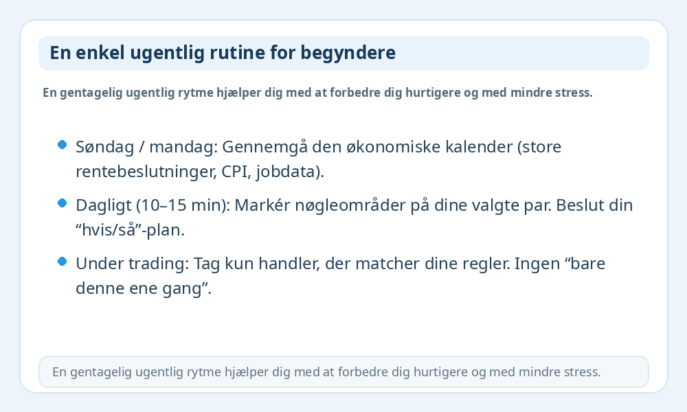 Infografik med ugentlig rutine for begyndere