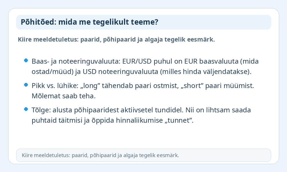Forexi põhitõdede infograafik