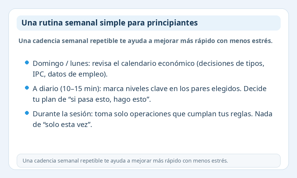 Infografía de rutina semanal para principiantes