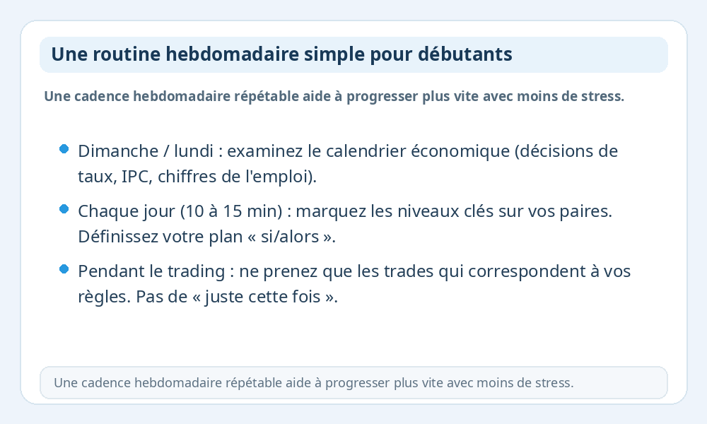 Infographie routine hebdomadaire pour débutants