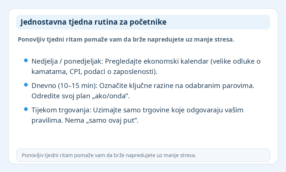 Infografika s tjednom rutinom za početnike
