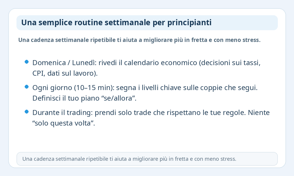 Infografica della routine settimanale per principianti