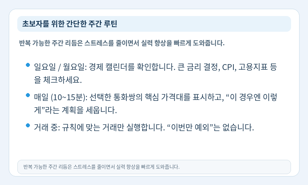 초보자를 위한 주간 루틴 인포그래픽