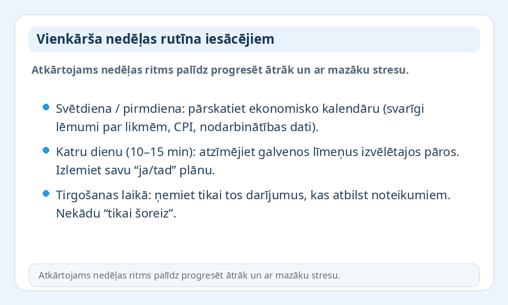 Nedēļas rutīnas infografika iesācējiem