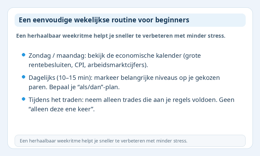Infographic met wekelijkse routine voor beginners