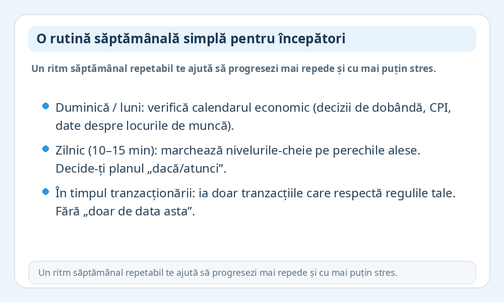Infografic cu rutină săptămânală pentru începători