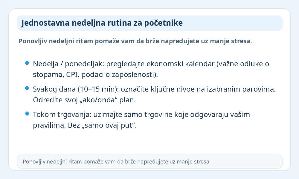 Infografik sa nedeljnom rutinom za početnike