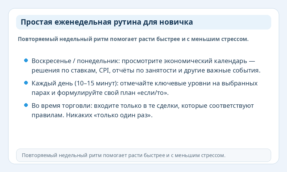 Инфографика с еженедельной рутиной трейдера