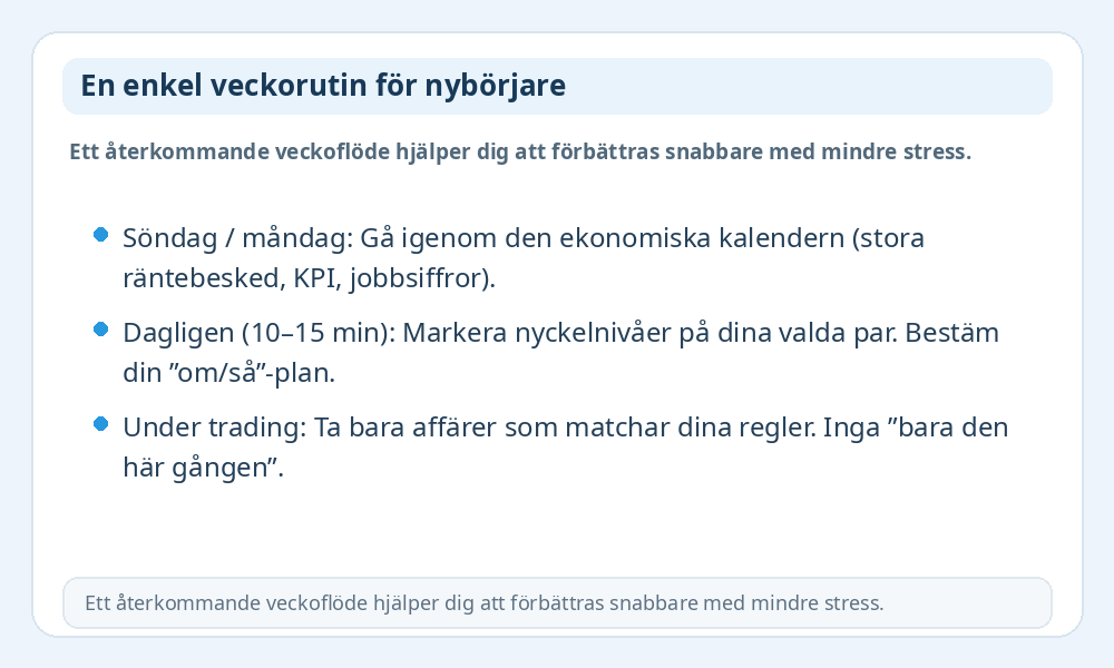 Infografik med veckorutin för nybörjare