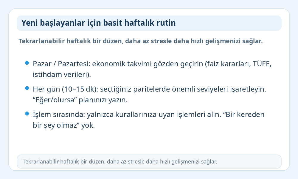 Yeni başlayanlar için haftalık rutin infografiği